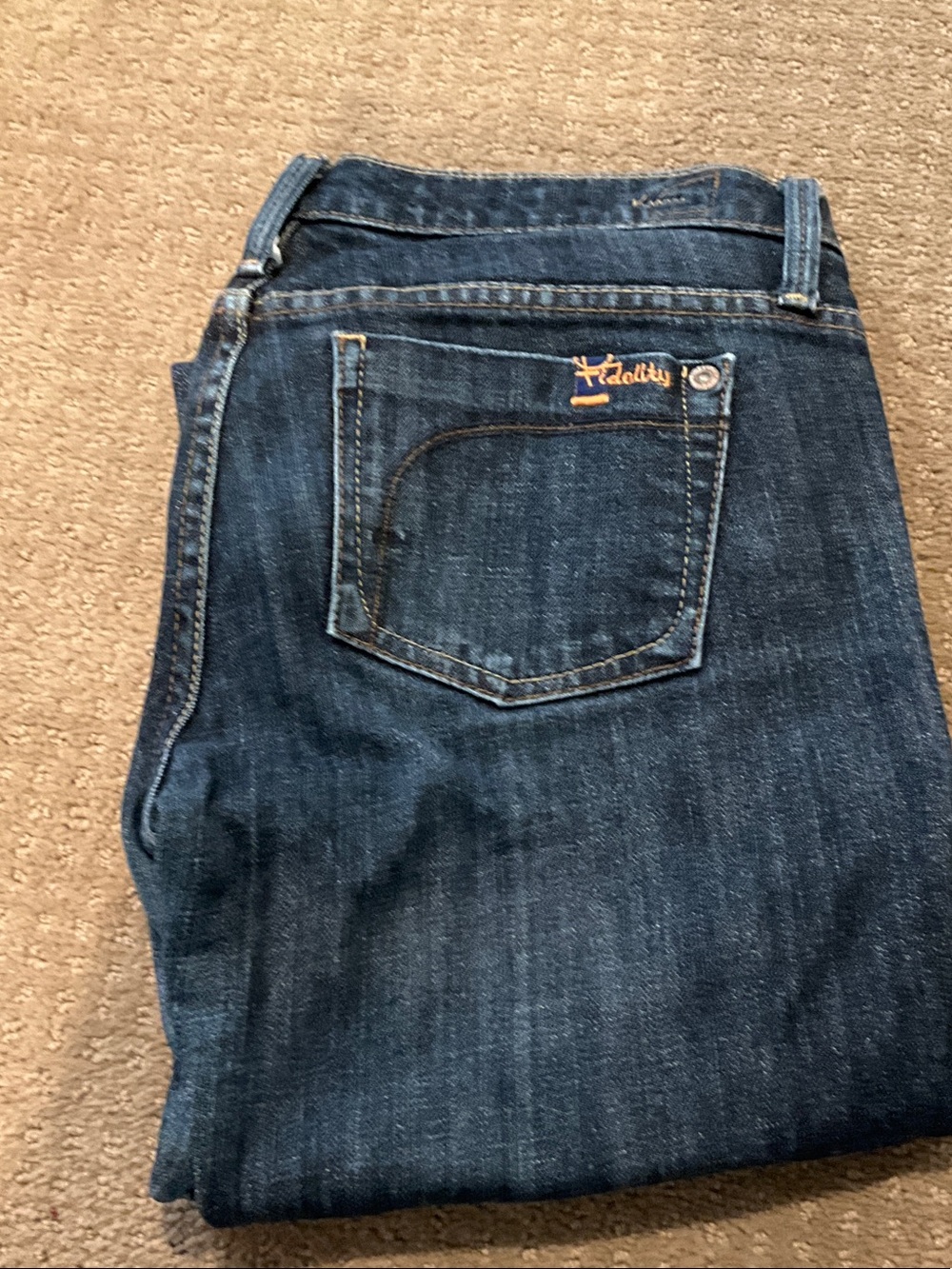 Fidelity Dark Blue Jeans with Orange Embroidery